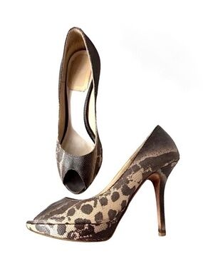 Miss Dior Karung Water Snakeskin Embossed Leather Pumps Platform Peep/Open Toe